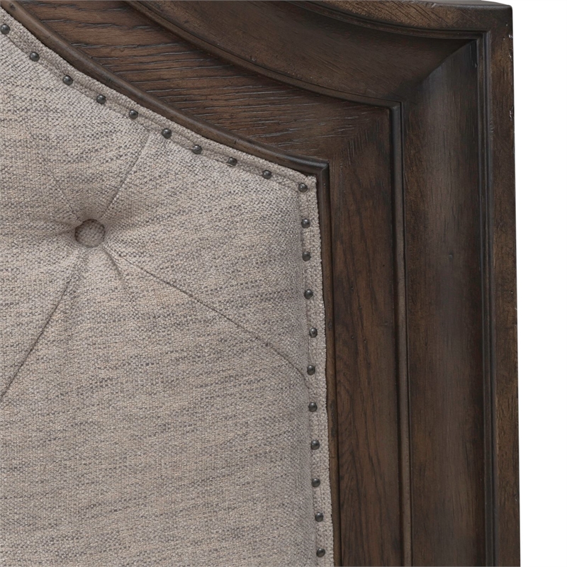Pemberly Row King Upholstered Arched Panel Headboard in Brown