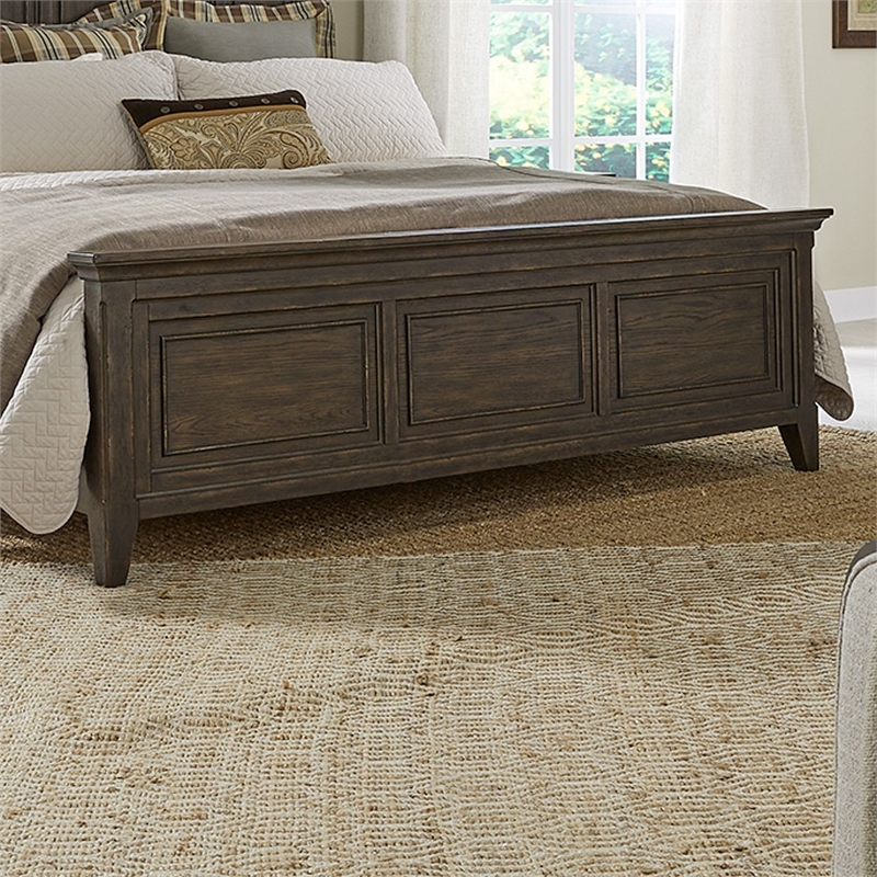 Pemberly Row California King Panel Bed with Crown Molding in Brown