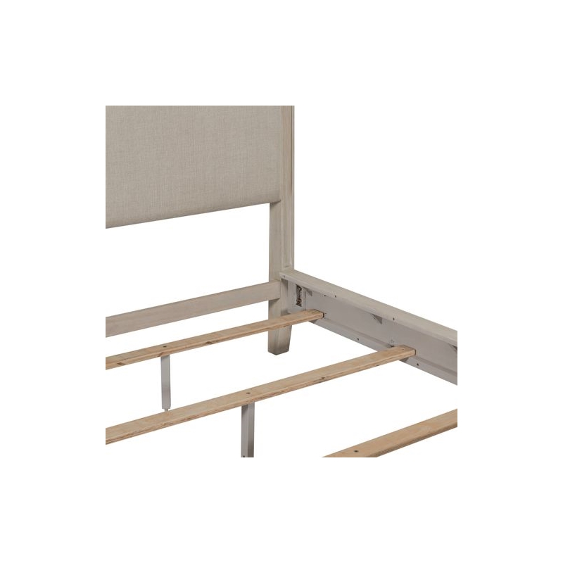 Pemberly Row King Upholstered Bed Frame with Scooped Crown in Sanctuary White