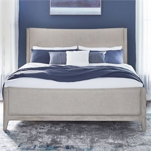 Pemberly Row King Upholstered Bed Frame with Scooped Crown in Sanctuary White