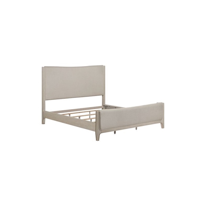 Pemberly Row Queen Upholstered Bed Frame Rubberwood Sanctuary White Finish