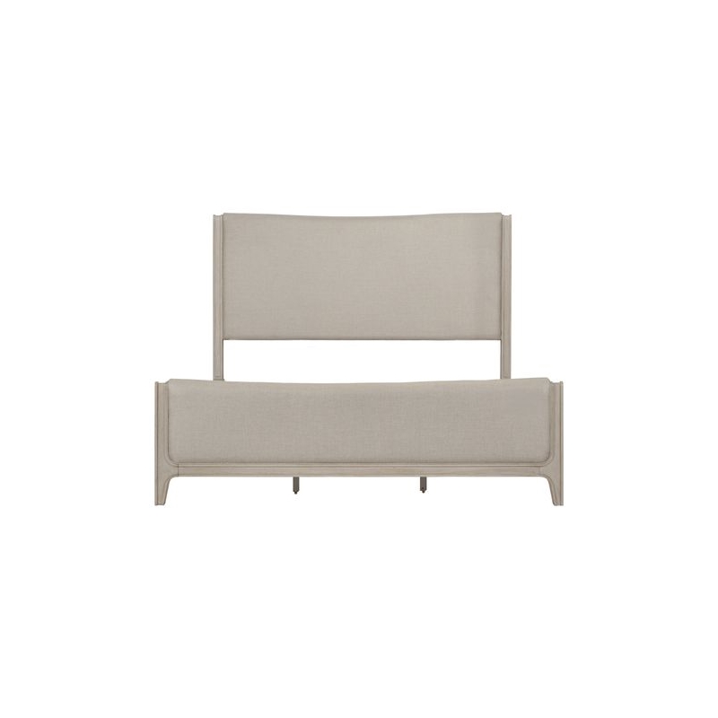 Pemberly Row Queen Upholstered Bed Frame Rubberwood Sanctuary White Finish