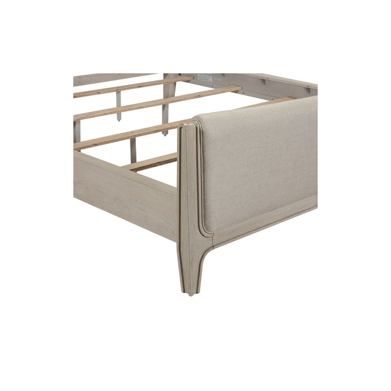 Pemberly Row Queen Upholstered Bed Frame Rubberwood Sanctuary White Finish