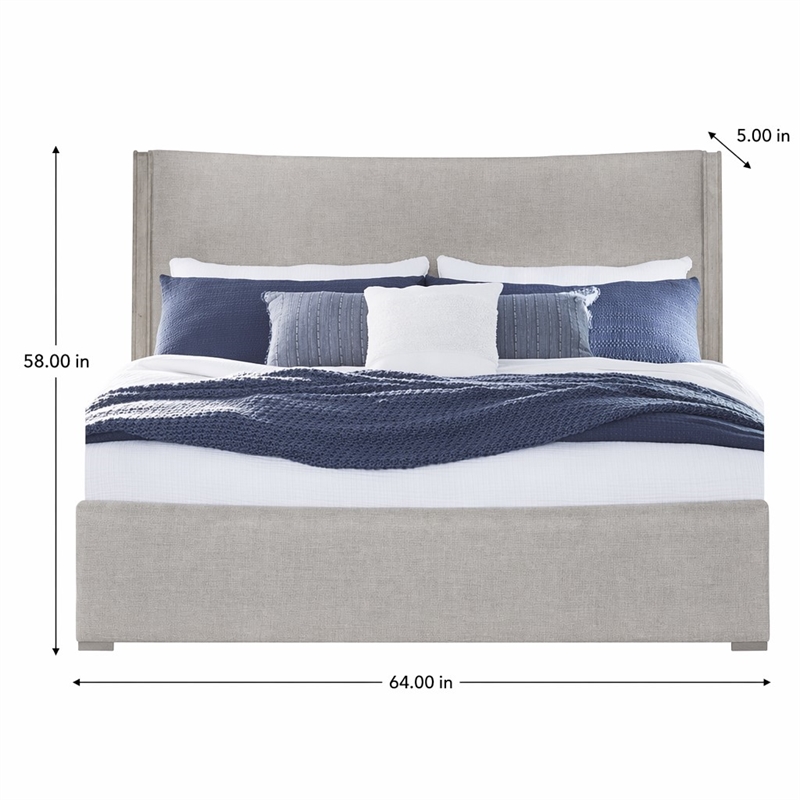 Pemberly Row Queen Upholstered Panel Bed Headboard in Sanctuary White