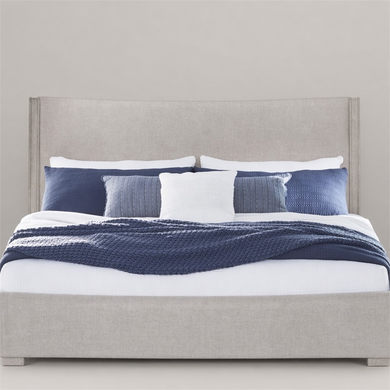 Pemberly Row Queen Upholstered Panel Bed Headboard in Sanctuary White