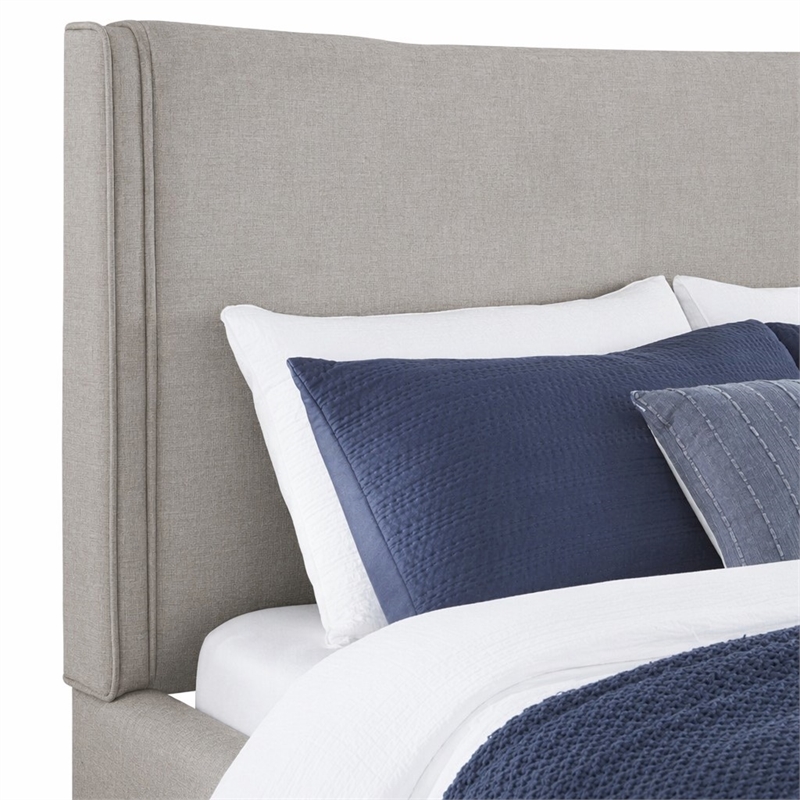 Pemberly Row Queen Upholstered Panel Bed Headboard in Sanctuary White