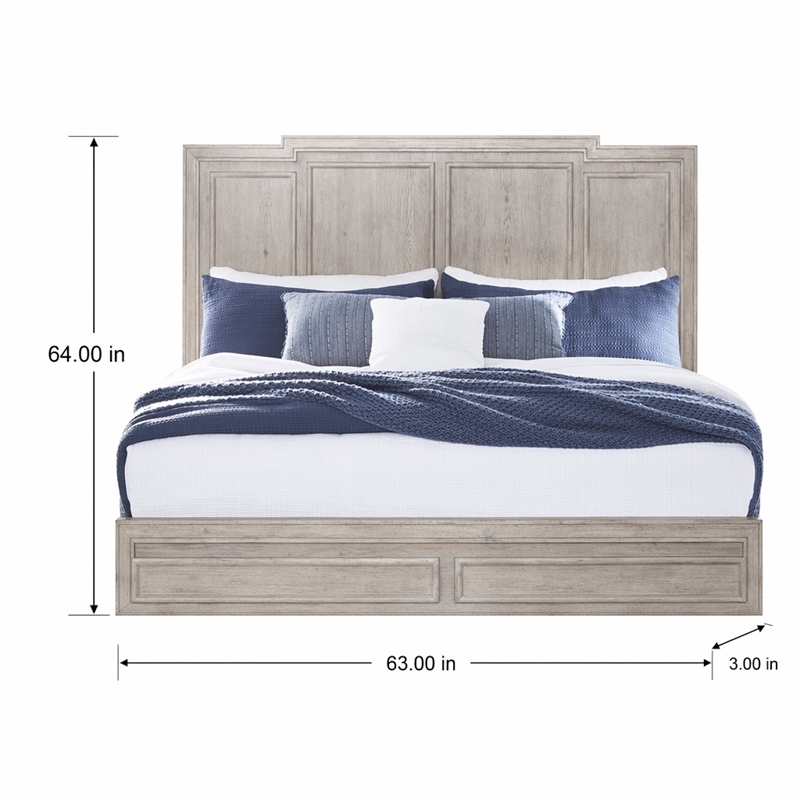 Pemberly Row Queen Panel Bed Headboard with Crown Molding in Sanctuary White