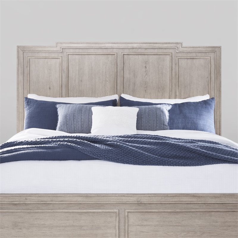 Pemberly Row Queen Panel Bed Headboard with Crown Molding in Sanctuary White