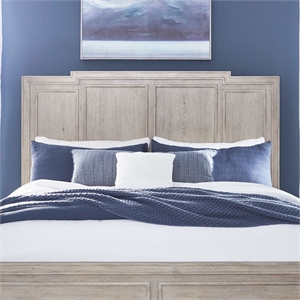 Pemberly Row Queen Panel Bed Headboard with Crown Molding in Sanctuary White