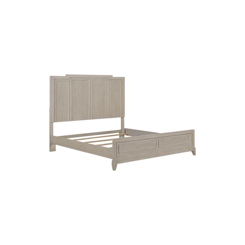 Pemberly Row King Panel Bed Frame with Crown Molding in Sanctuary White