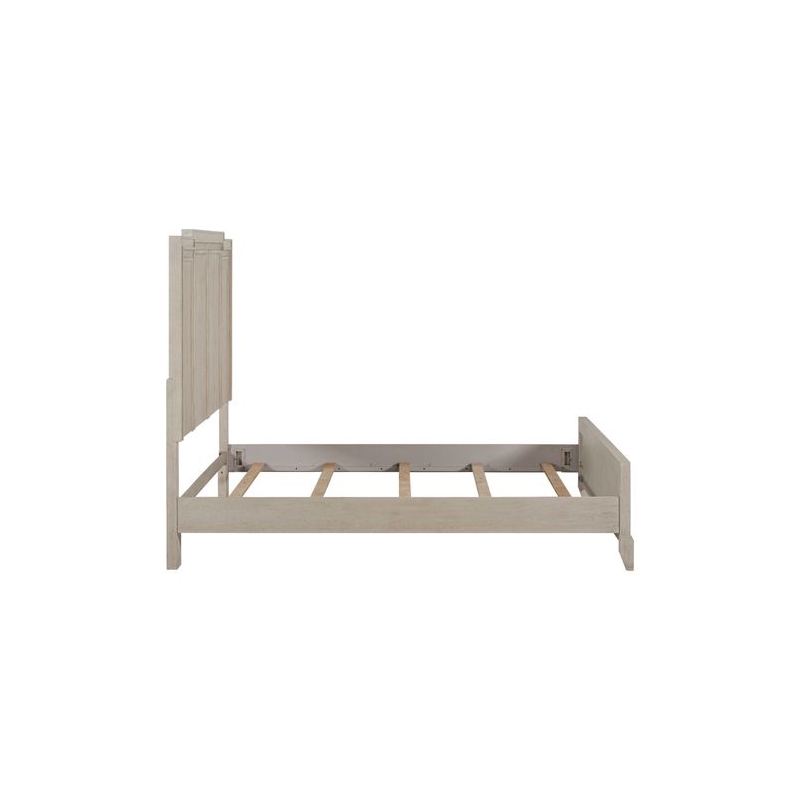 Pemberly Row King Panel Bed Frame with Crown Molding in Sanctuary White