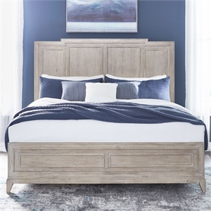 Pemberly Row King Panel Bed Frame with Crown Molding in Sanctuary White