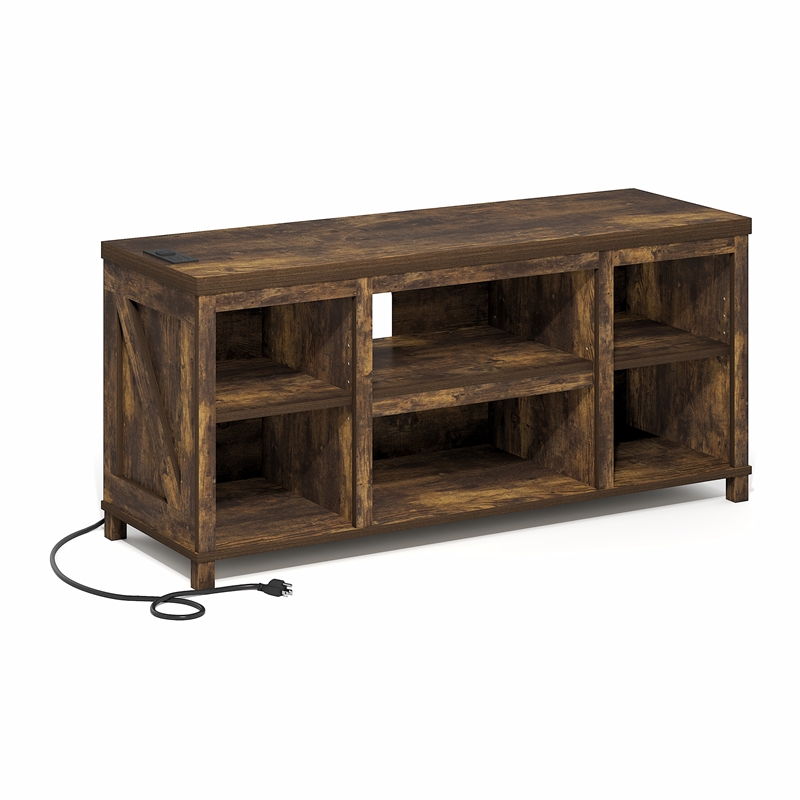 Pemberly Row 3-Tier TV Stand with Charging for TVs up to 55
