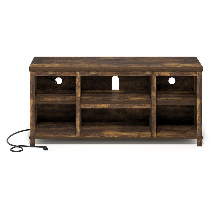 Pemberly Row 3-Tier TV Stand with Charging for TVs up to 55