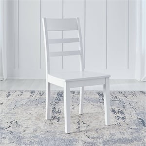 Pemberly Row Ladderback Dining Side Chair with Saddle Seat in White