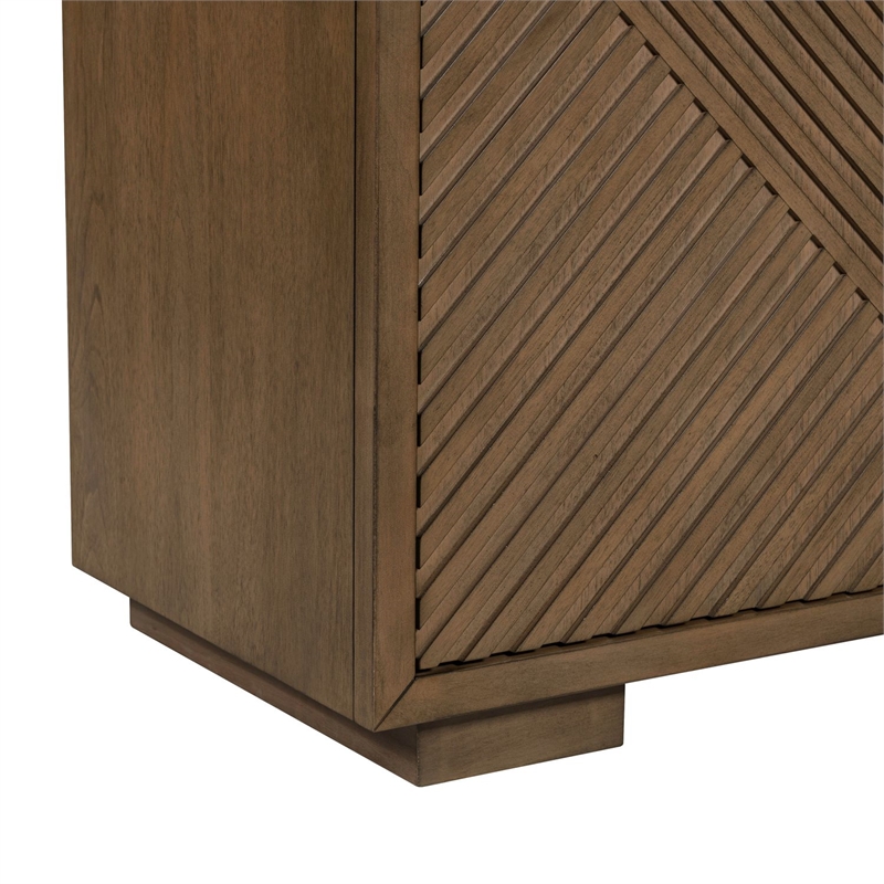 Pemberly Row 2 Door Accent Cabinet with Reeded Pattern in Brown