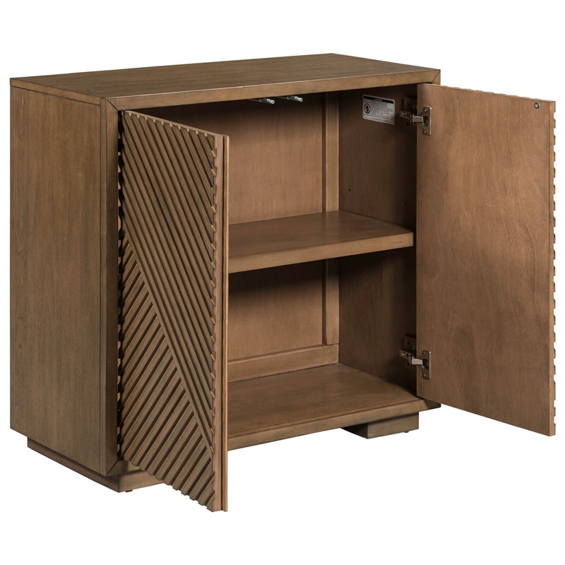 Pemberly Row 2 Door Accent Cabinet with Reeded Pattern in Brown