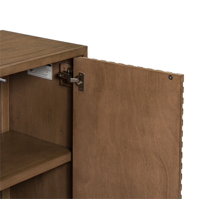 Pemberly Row 2 Door Accent Cabinet with Reeded Pattern in Brown