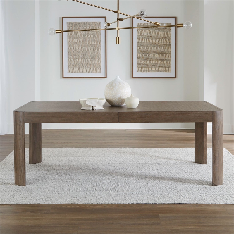 Pemberly Row Rectangular Dining Table with 24 Inch Leaf in Brown