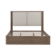 Pemberly Row King Shelter Bed Frame with Upholstered Panels in Brown