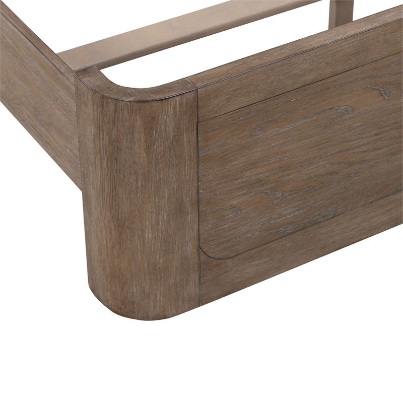 Pemberly Row King Shelter Bed Frame with Upholstered Panels in Brown