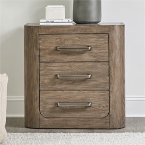Pemberly Row Nightstand with Built-In Charging Station in Brown