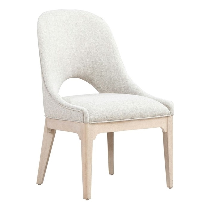 Pemberly Row Set of 2 Upholstered Side Chairs with Barrel Back in Cloud White