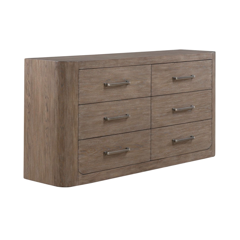 Pemberly Row 6-Drawer Bedroom Dresser with Cedar Lined Storage in Brown