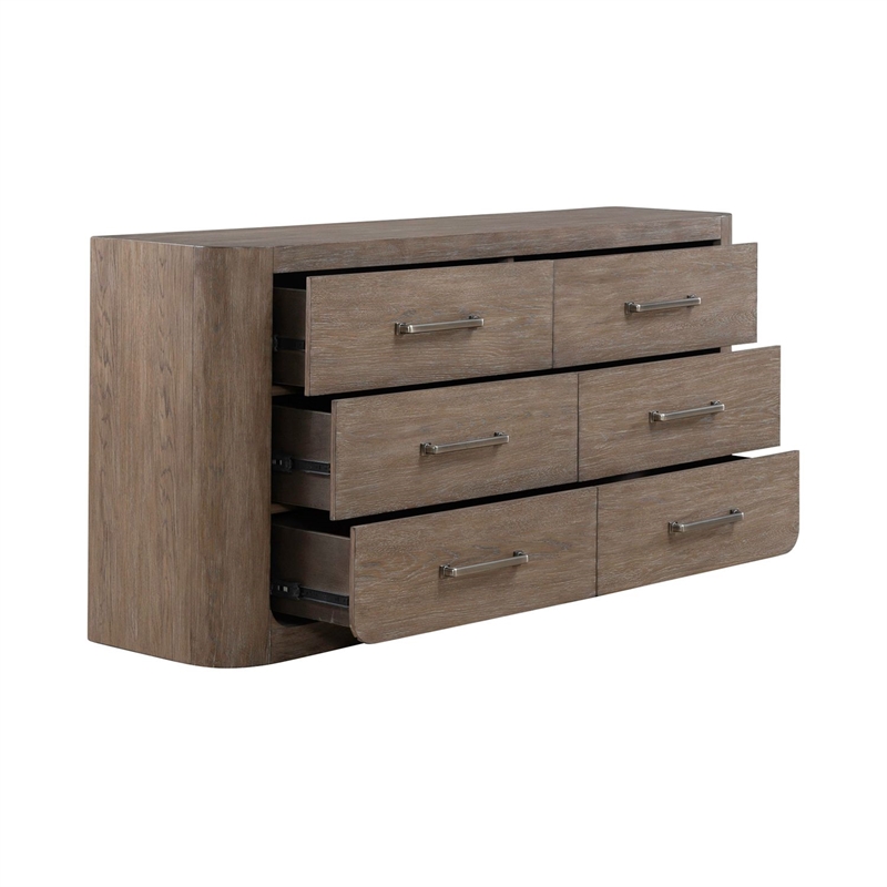 Pemberly Row 6-Drawer Bedroom Dresser with Cedar Lined Storage in Brown