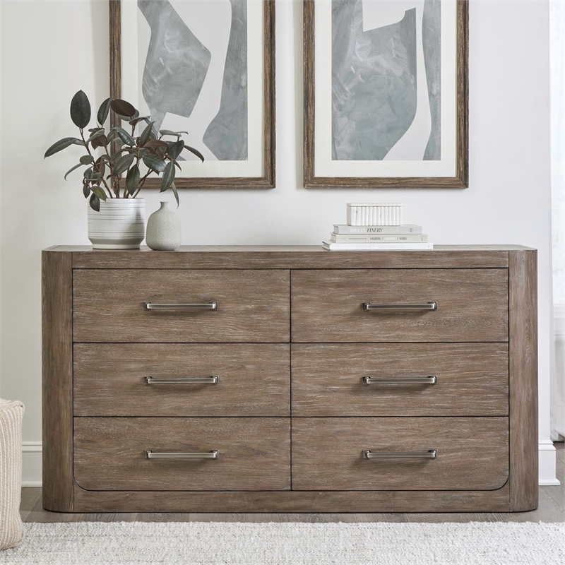 Pemberly Row 6-Drawer Bedroom Dresser with Cedar Lined Storage in Brown