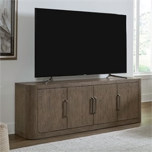 Pemberly Row 82 Inch TV Console with Adjustable Shelving in Brown