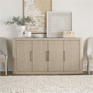 Pemberly Row Dining Room Server with Faux Concrete Top in White
