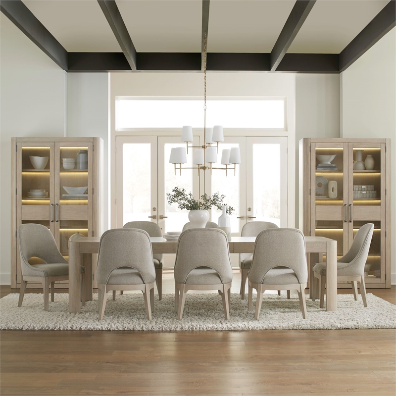 Pemberly Row 9 Piece Rectangular Dining Table Set with Leaf in White