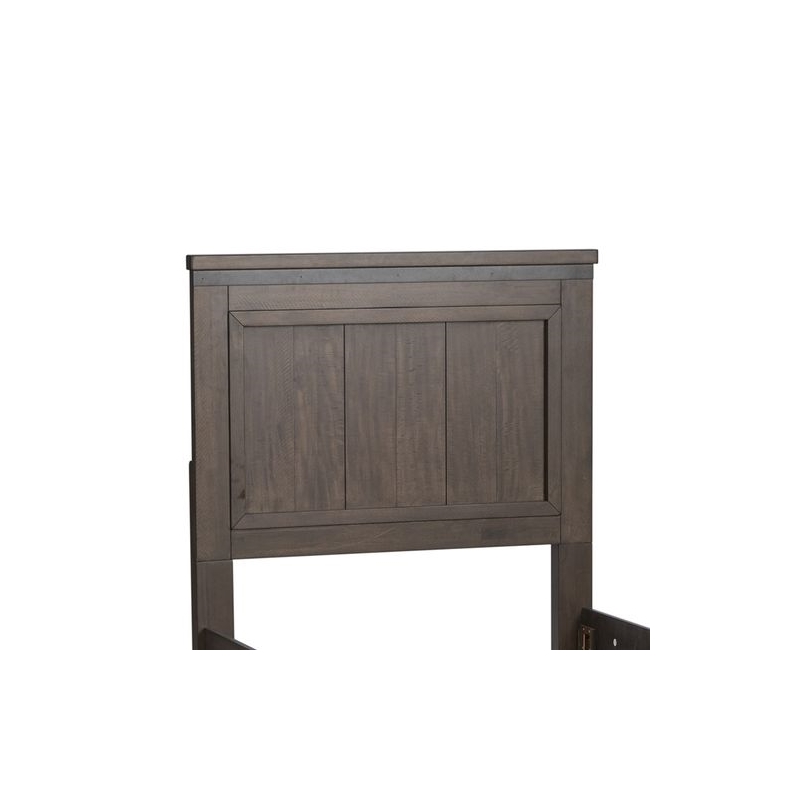 Pemberly Row Twin Panel Bed with Dresser and Beveled Mirror in Brown