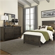 Pemberly Row Twin Panel Bed with Dresser and Beveled Mirror in Brown