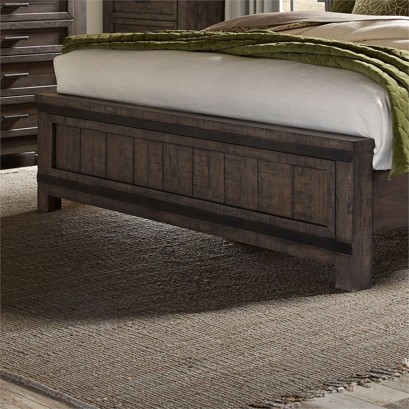 Pemberly Row California King Panel Bed with Planked Headboard in Brown
