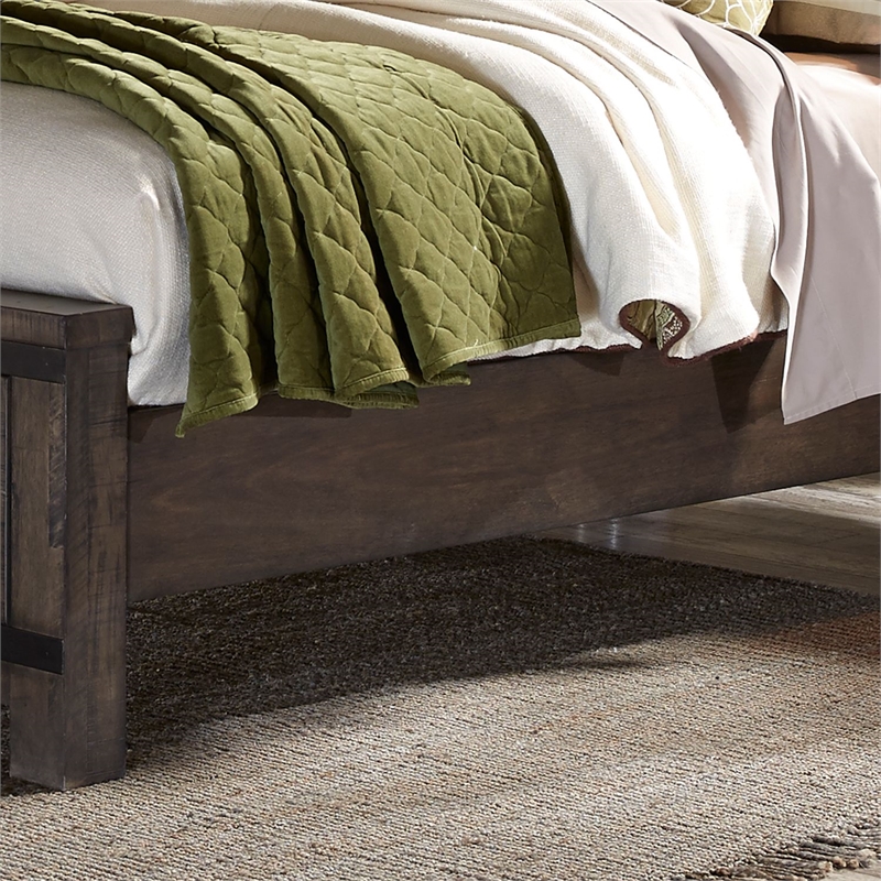 Pemberly Row California King Panel Bed with Planked Headboard in Brown