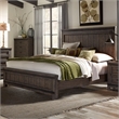 Pemberly Row California King Panel Bed with Planked Headboard in Brown