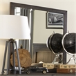 Pemberly Row Twin Bookcase Bed with Sliding Door Dresser and Mirror in Brown