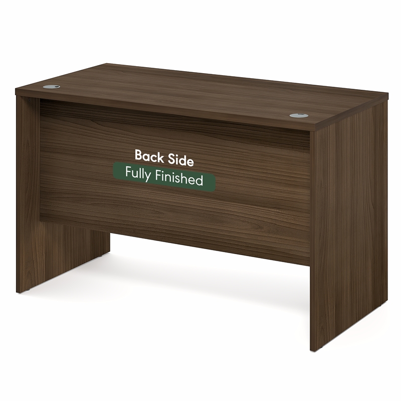 Pemberly Row 47 Inch Computer Desk with Cord Grommet in Modern Walnut