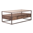 Pemberly Row Rectangular Cocktail Table with Beveled Glass Top in Brown