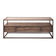 Pemberly Row Rectangular Cocktail Table with Beveled Glass Top in Brown