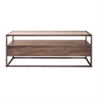 Pemberly Row Rectangular Cocktail Table with Beveled Glass Top in Brown