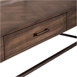 Pemberly Row Rectangular Cocktail Table with Beveled Glass Top in Brown