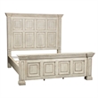 Pemberly Row King Panel Bed with Crown Molding and Block Feet in White Stone