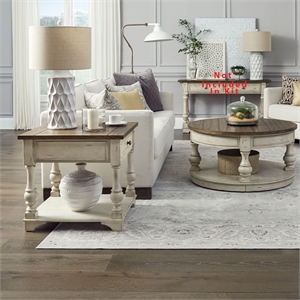 Pemberly Row 3 Piece Living Room Table Set in Antique White with Storage