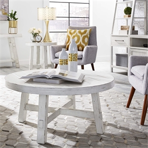Pemberly Row 3 Piece Splay Leg Cocktail and End Table Set in White