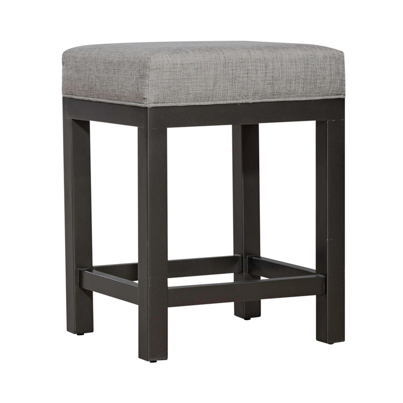 Pemberly Row Upholstered Console Stool Set of 3 with Padded Seat in Gray