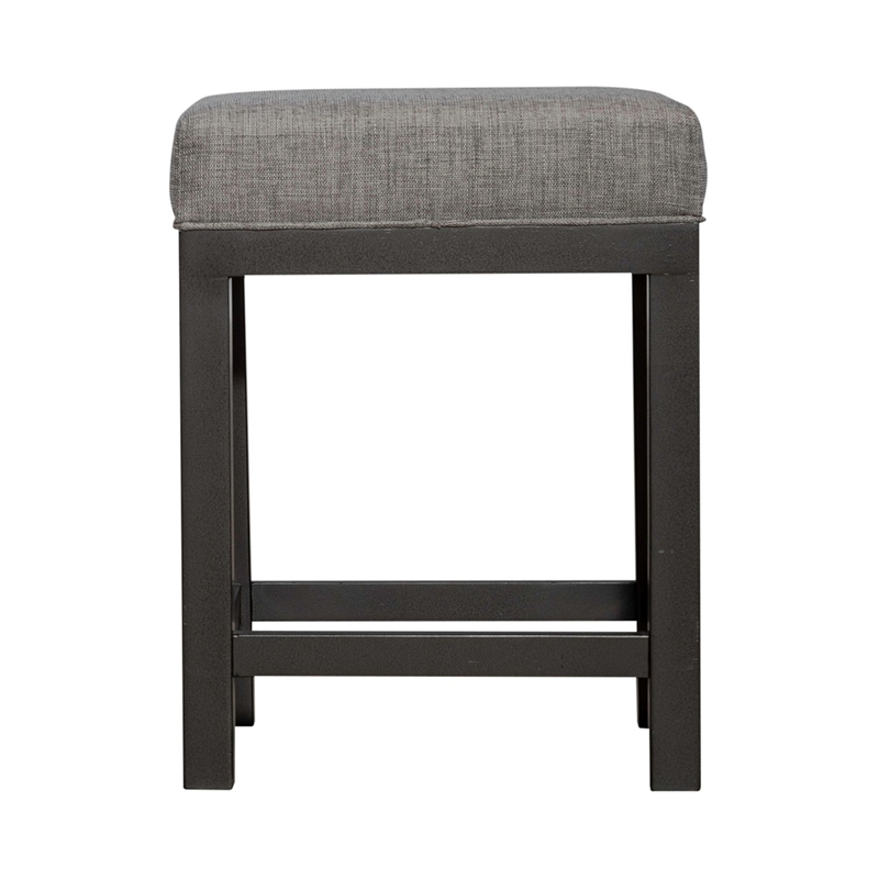 Pemberly Row Upholstered Console Stool Set of 3 with Padded Seat in Gray
