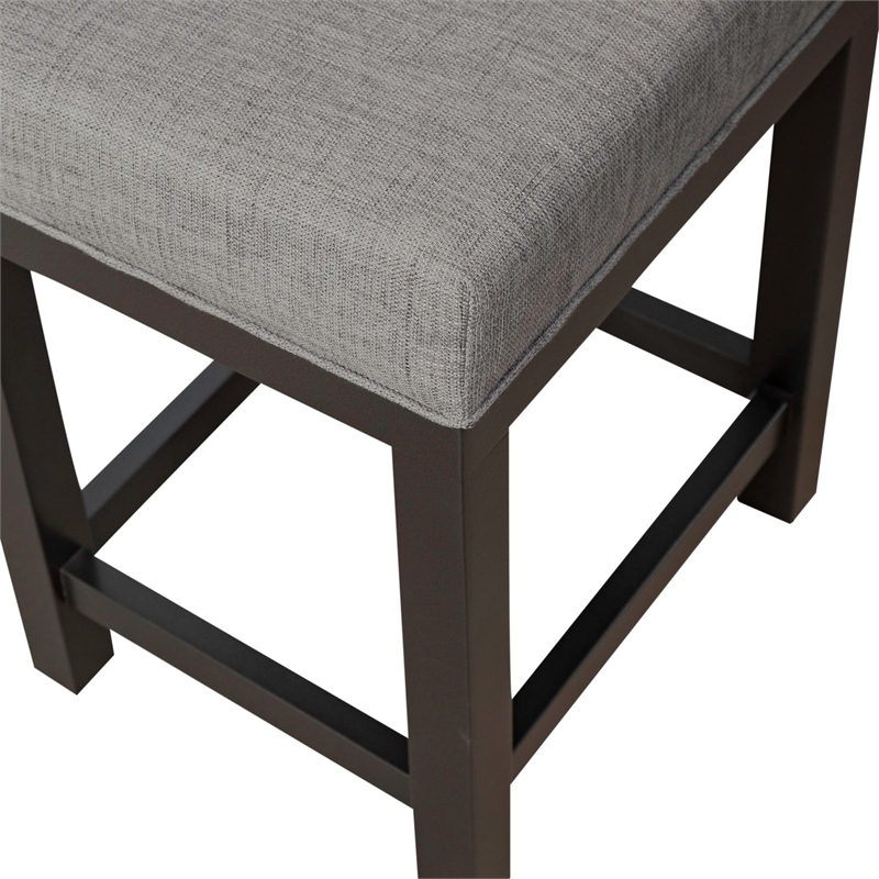 Pemberly Row Upholstered Console Stool Set of 3 with Padded Seat in Gray
